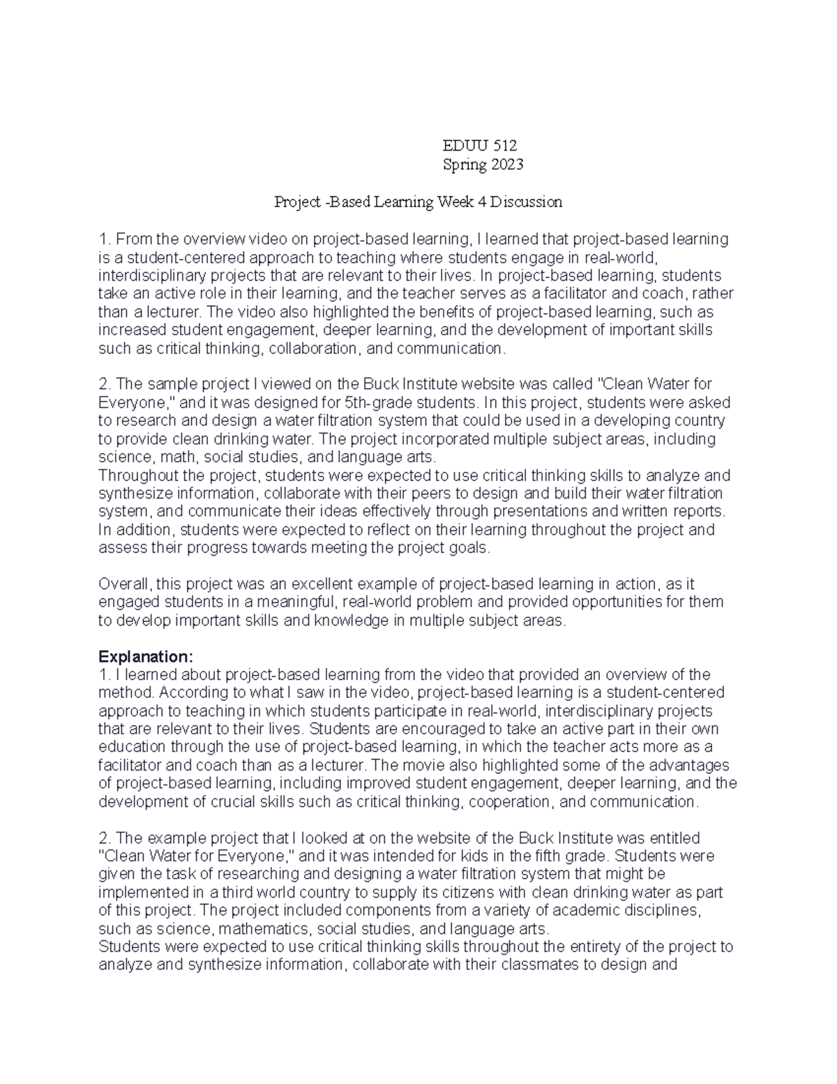 Week 4 Discusion - week 4 discussion - EDUU 512 Spring 2023 Project ...