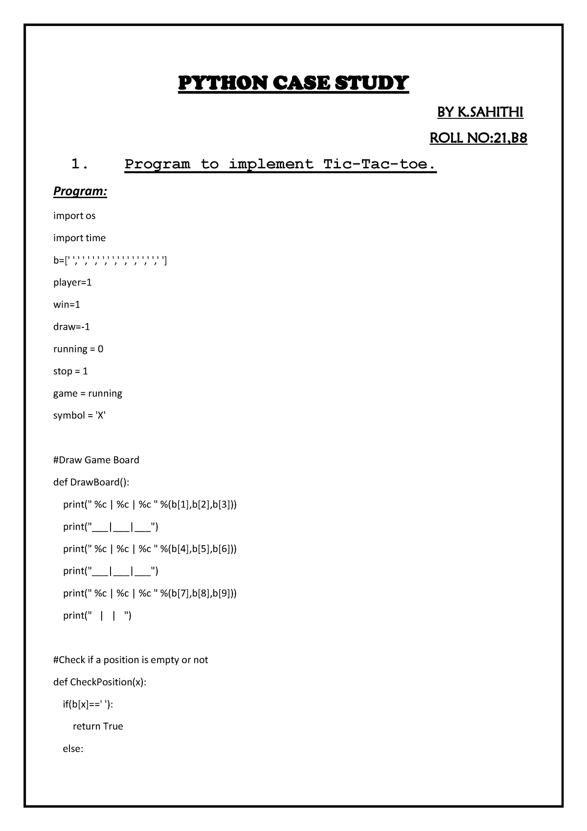 write a case study that require building a python program