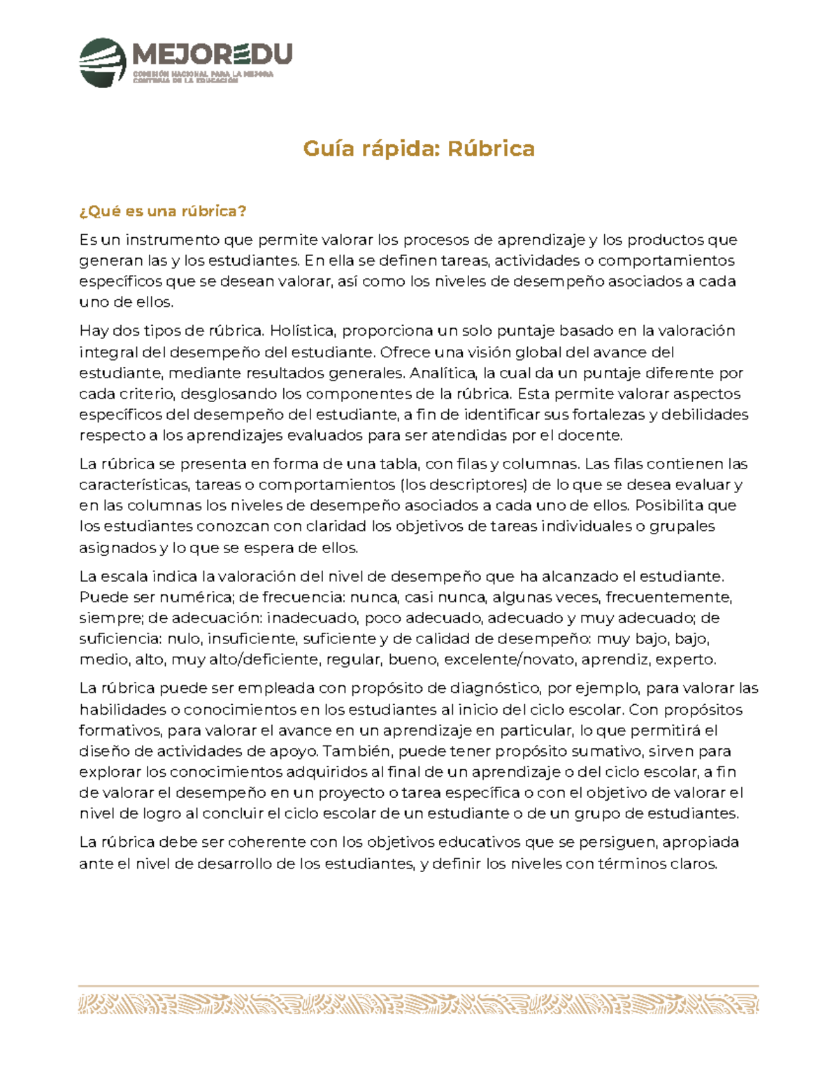 Mod4 pdf rubricas 01 - Guía rápida: Rúbrica ¿Qué es una rúbrica? Es un ...