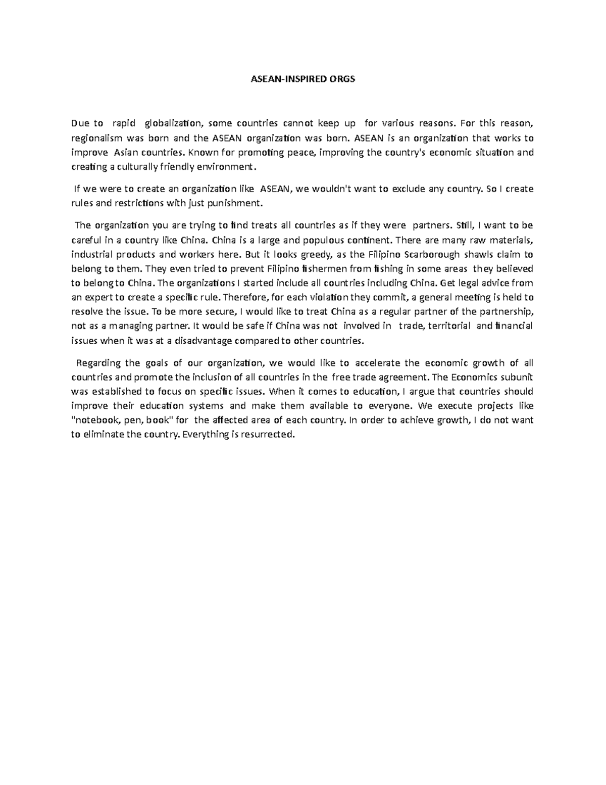 Asean- Inspired ORGS - ASEAN-INSPIRED ORGS Due to rapid globalization ...
