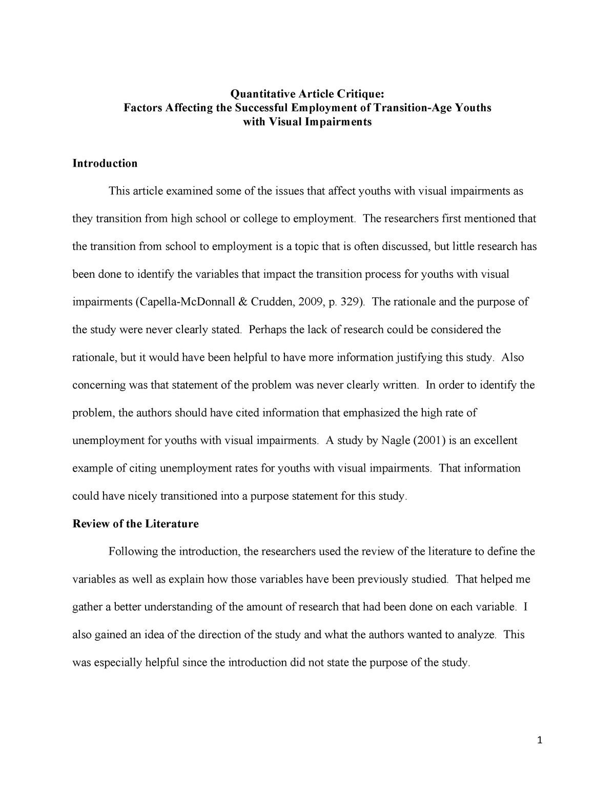 qualitative research critique example pdf