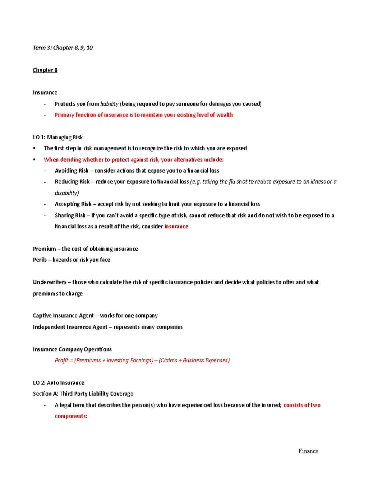 Intro to Finance Term 3 Notes - Term 3: Chapter 8, 9, 10 Chapter 8 ...