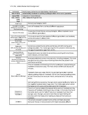 Concussion:student matrix for reserach assignment - HTH 150 - JMU - Studocu