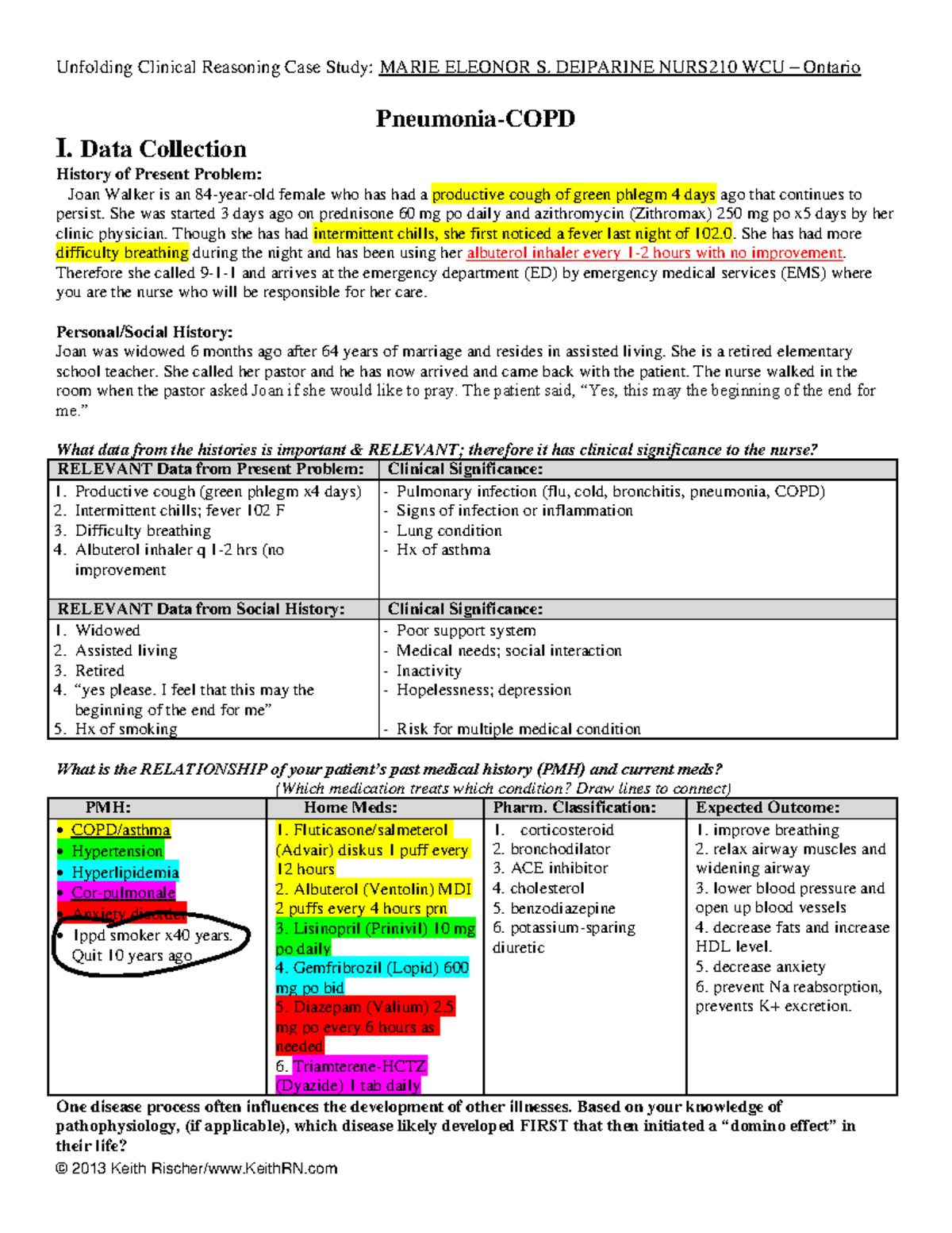 pneumonia copd case study joan