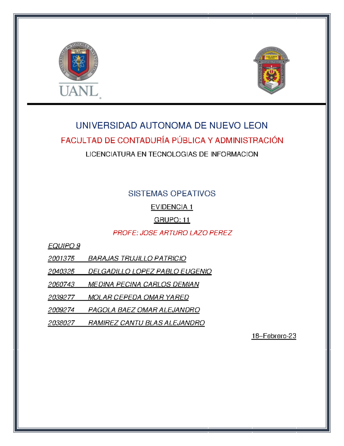 Ev1 Equipo 9 So P1 Una Evidencia Que Nos Encargaron Universidad Autonoma De Nuevo Leon 3616