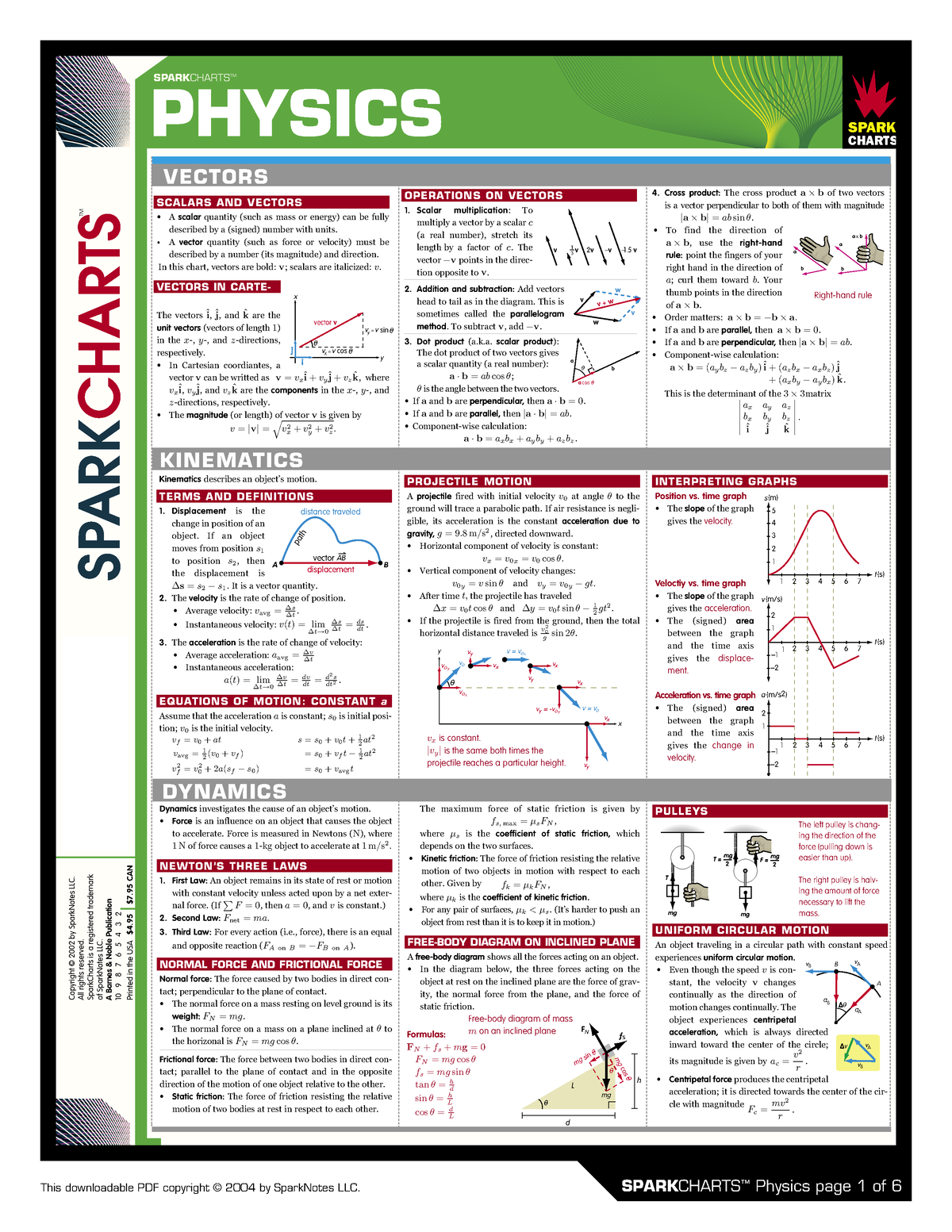  Spark Charts Spark Notes Editors Physics Spark Charts 2002 