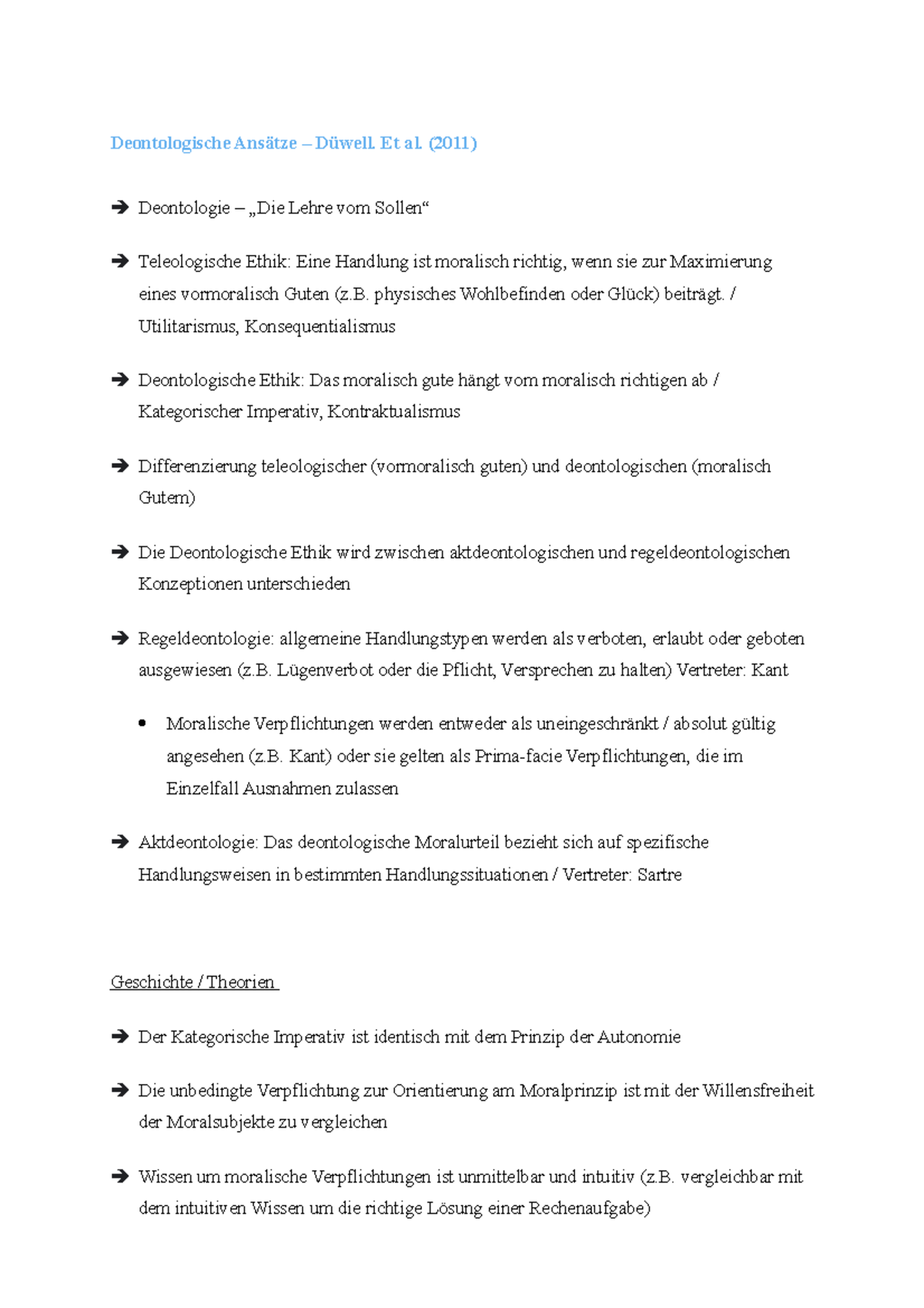 Deontologische Ethik Deontologische Ansätze Düwell. Et al. (2011