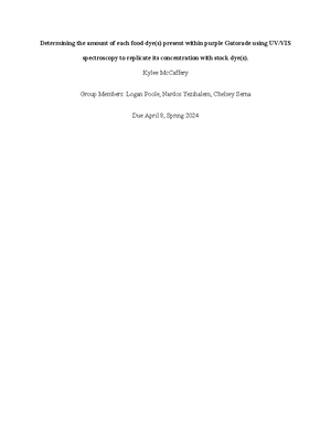 UWC Lab Report 2nd Submission - Determining the Identity and ...