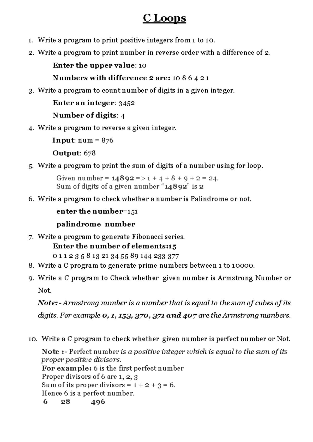 3. Lab Program 4 Loops - C Loops Write a program to print positive ...