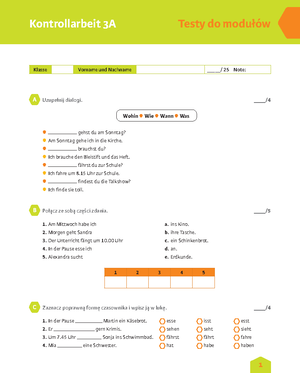Sprawdzian Jezyk Niemiecki Punkt Klasa 6 Rozdział 2 www.studocu.com