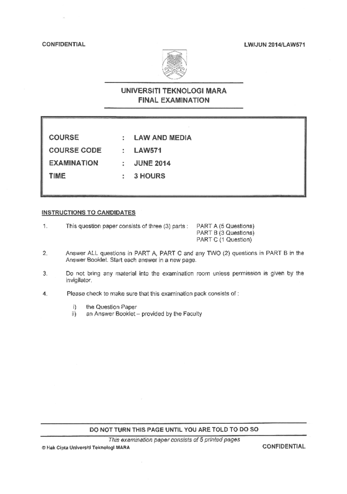 LAW571 Question - Media Law - Studocu