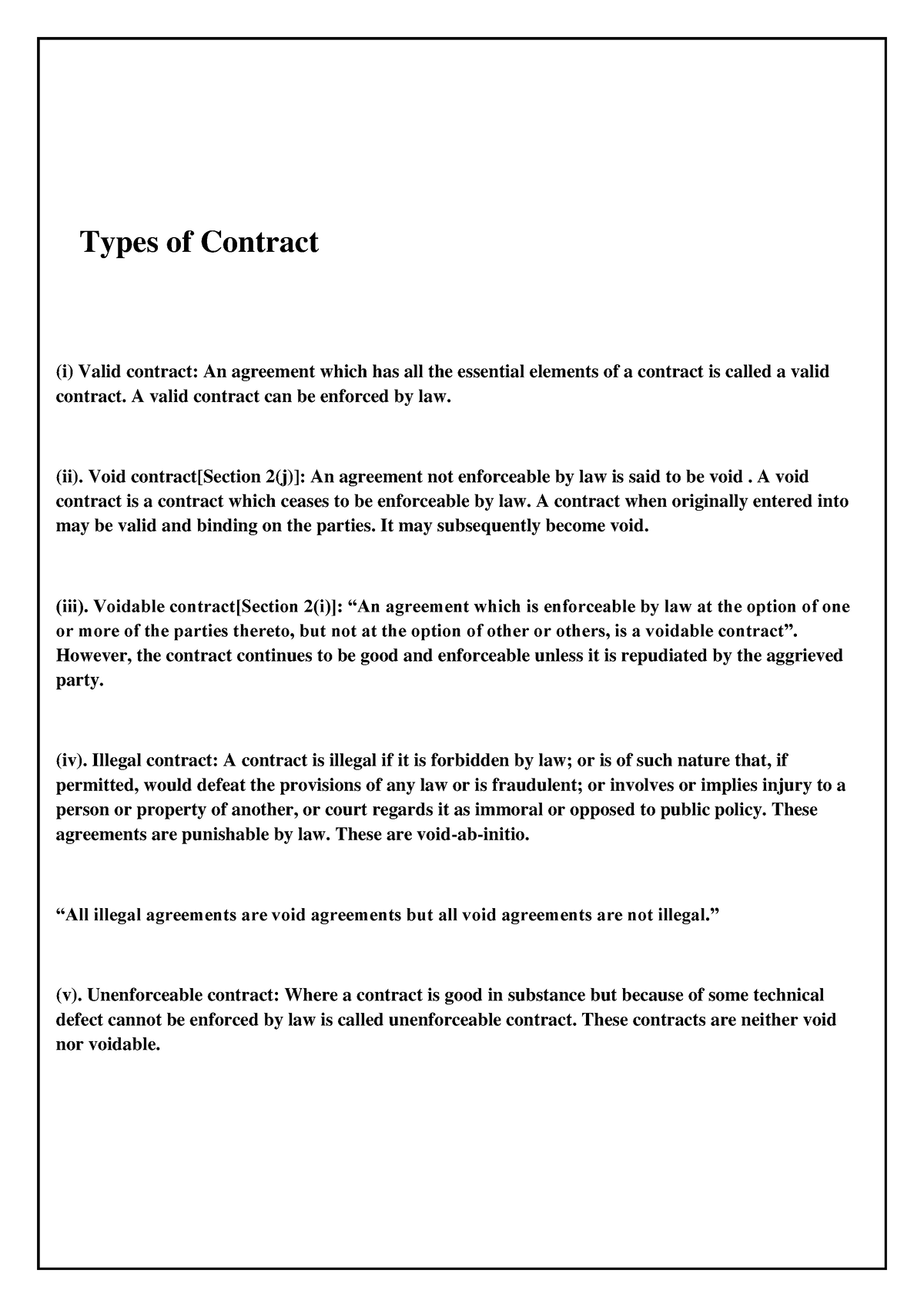 Void Voidable Agreements2 - Types Of Contract (i) Valid Contract: An ...