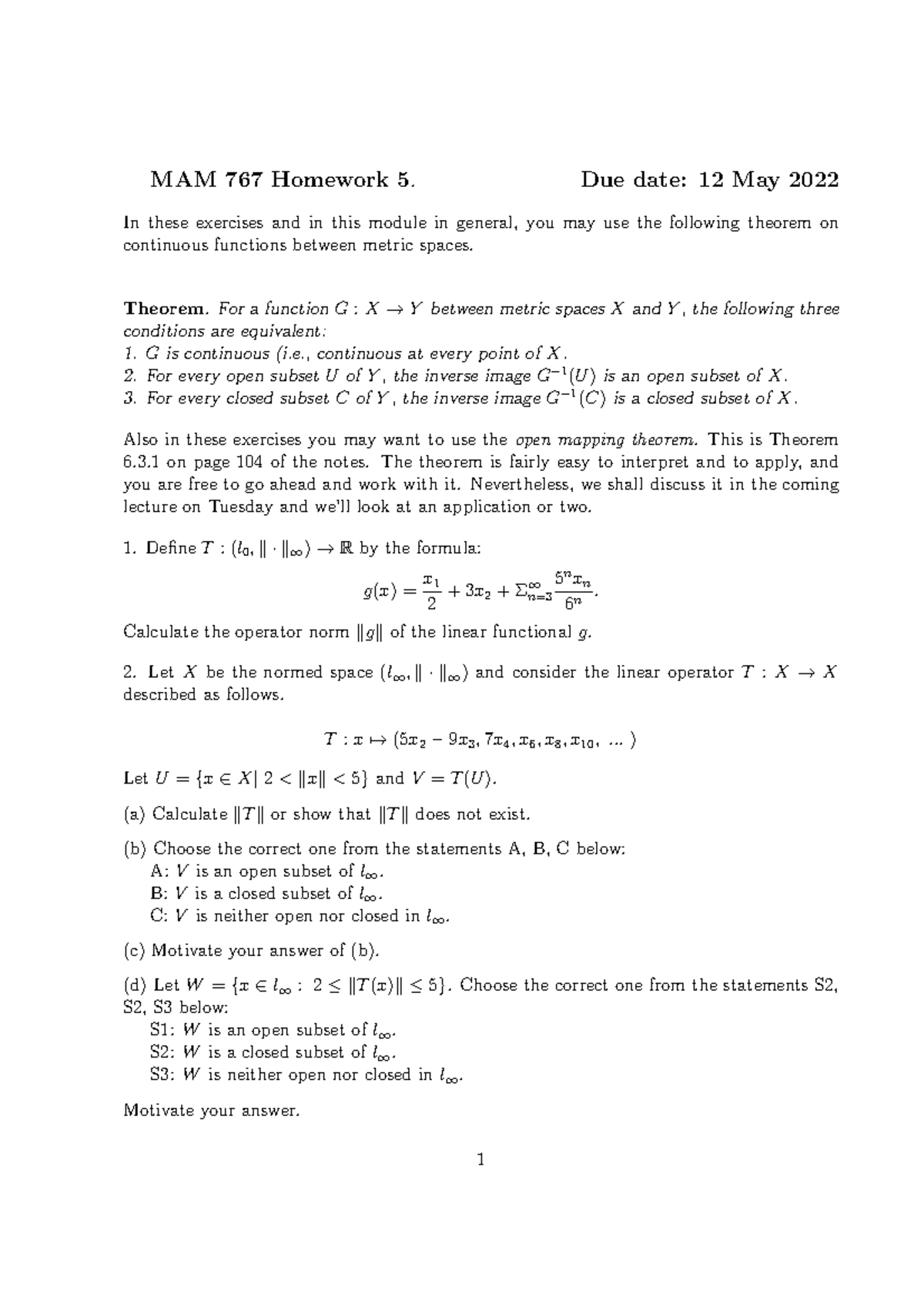 Homework 5 - The questions are nontheoretical based on real valued ...