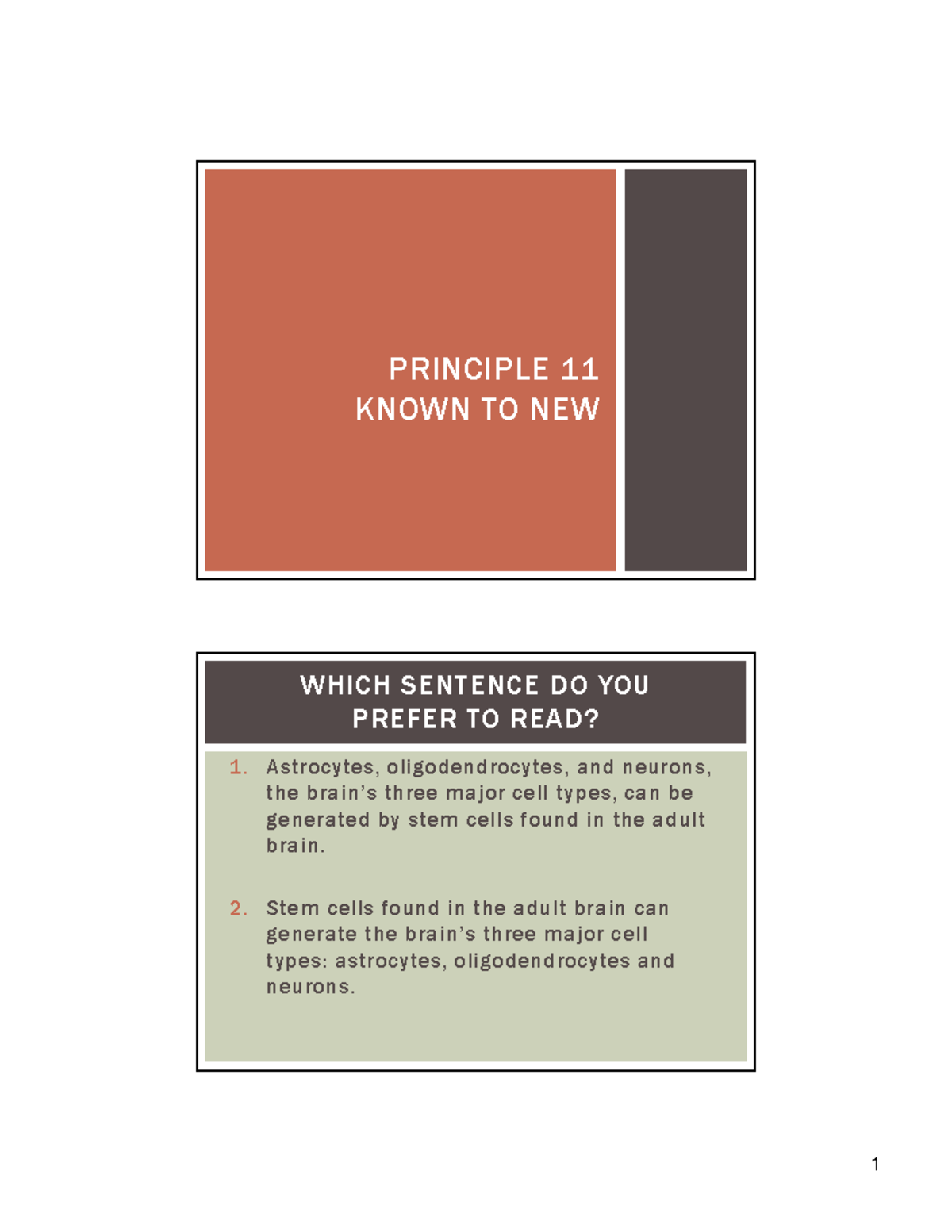COMM1050 P11 Known to New - 1 PRINCIPLE 11 KNOWN TO NEW WHICH SENTENCE ...
