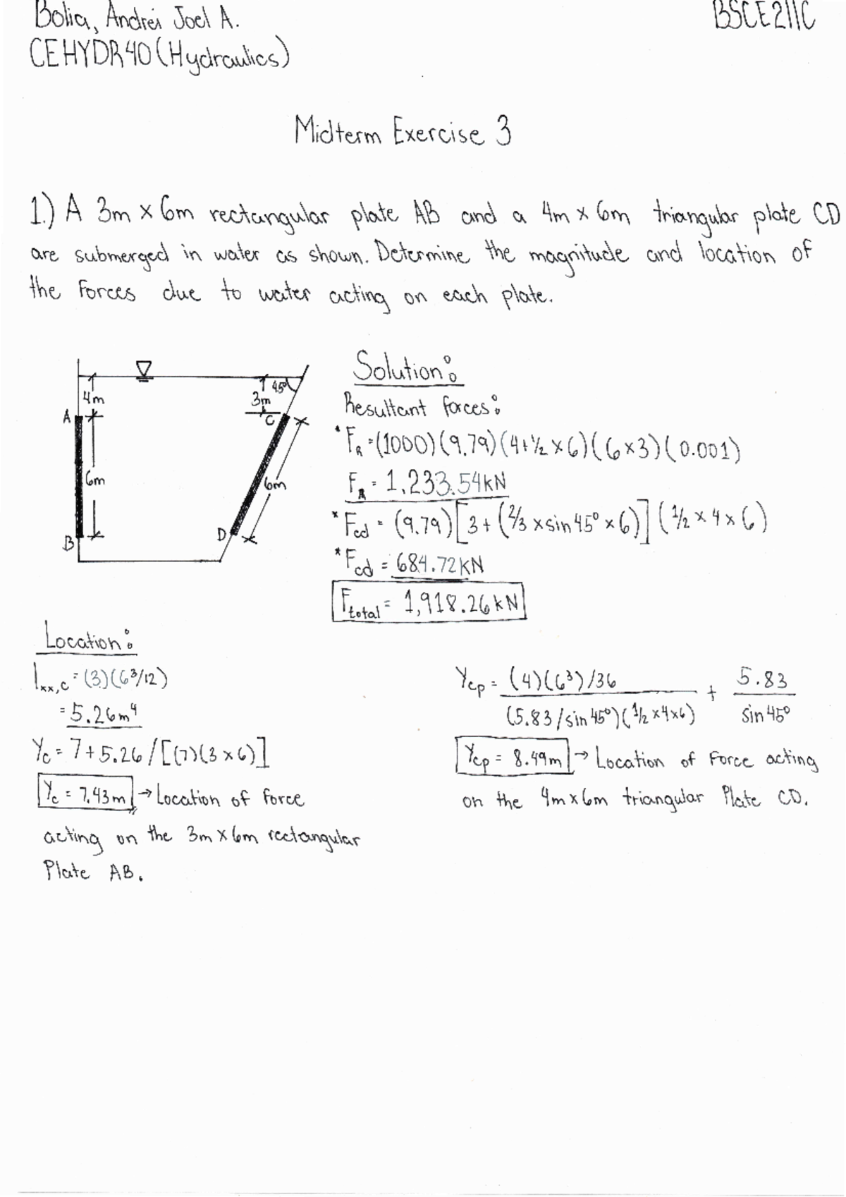 Hydraulics Exercise 3 Civil engineering Studocu