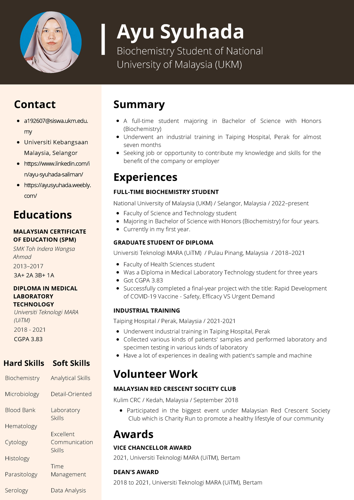 Resume ( Final) - Ayu Syuhada Contact Educations Hard Skills Summary ...