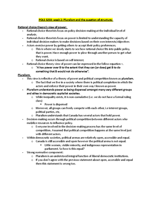 POLS 3250 week 1 sept 13 - notes - POLS 3250: Sept 13, 15 week 1: An ...