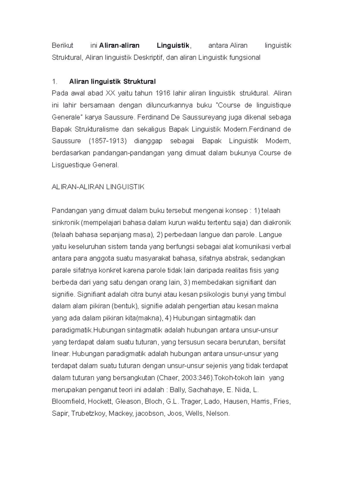 Makalah Aliran- Aliran Linguistik - Berikut Ini Aliran-aliran ...