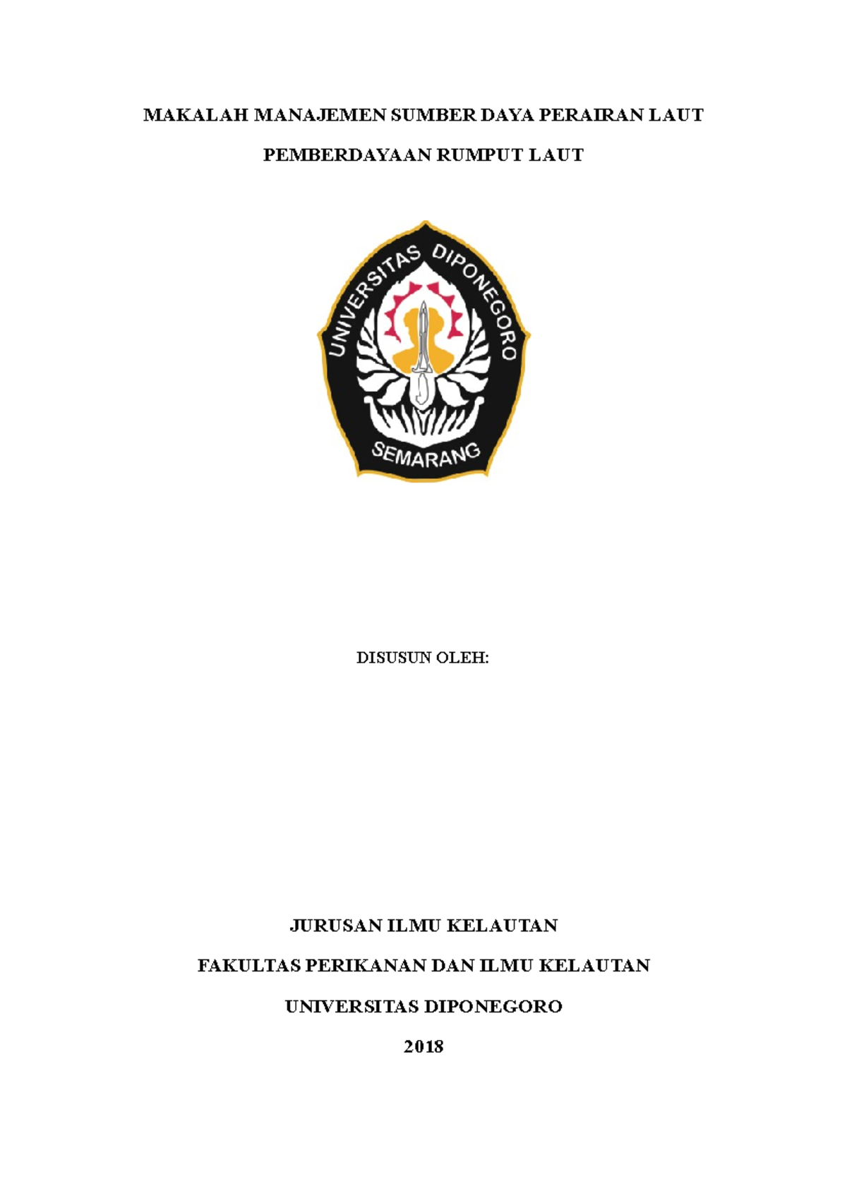 Makalah Ekologi Laut Ekosistem Rumput Laut - MAKALAH MANAJEMEN SUMBER ...