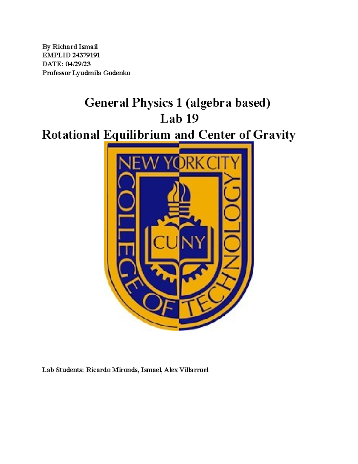 Richard Isamil LAB (19) Completed - By Richard Ismail EMPLID 24379191 ...