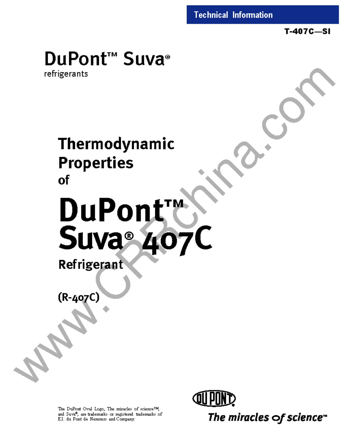 R407C (Saturation and Superheat Table) - Technical Information T-407C ...