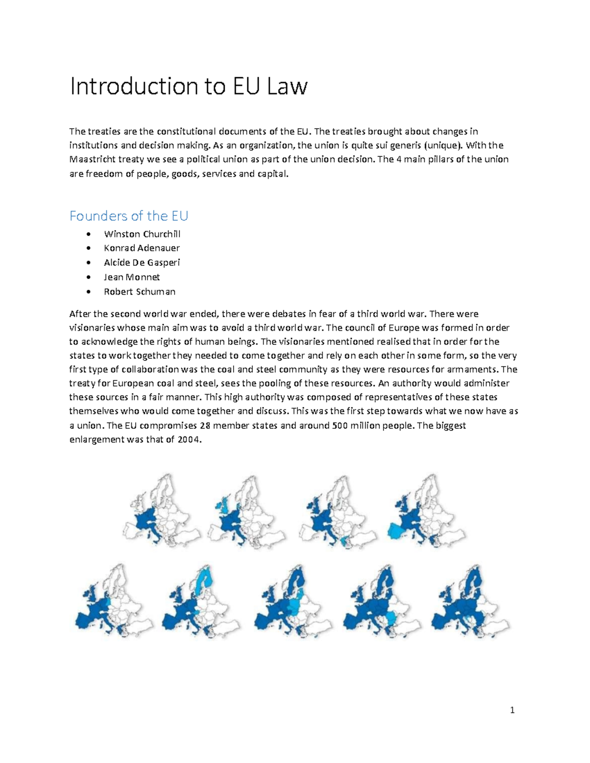 Introduction To EU Law - The Treaties Brought About Changes In ...