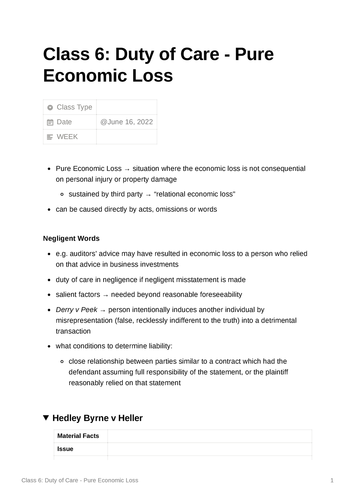 pure economic loss essay