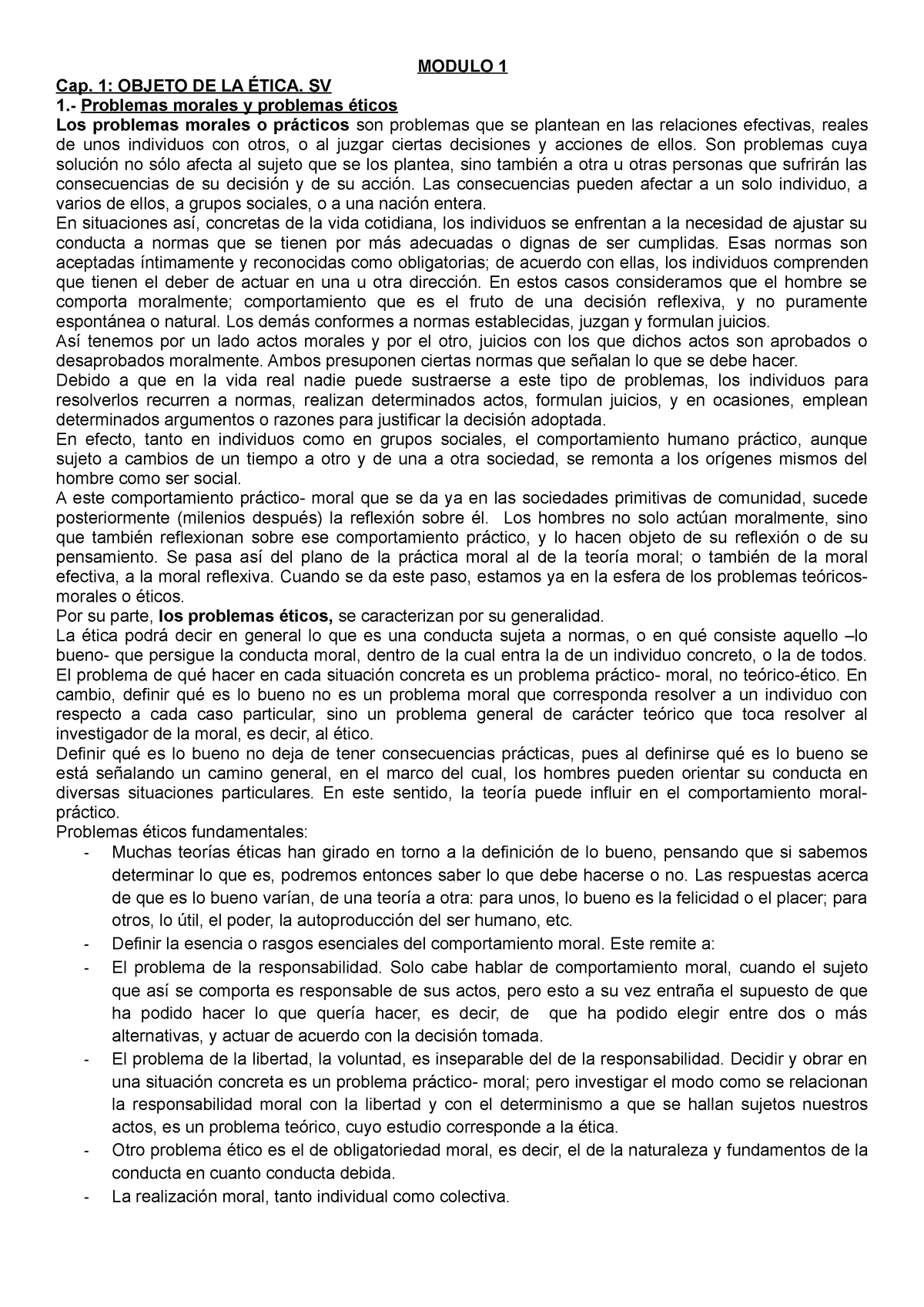 Modulo 1 Deonto Modulo 1 Cap 1 Objeto De La Ética Sv 1 Problemas Morales Y Problemas 2884