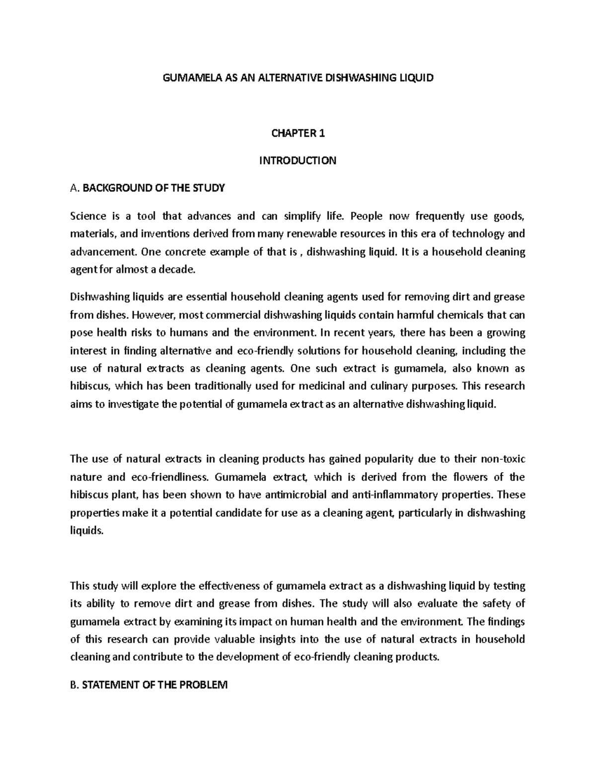 Gumamela AS ANWPS Office GUMAMELA AS AN ALTERNATIVE DISHWASHING