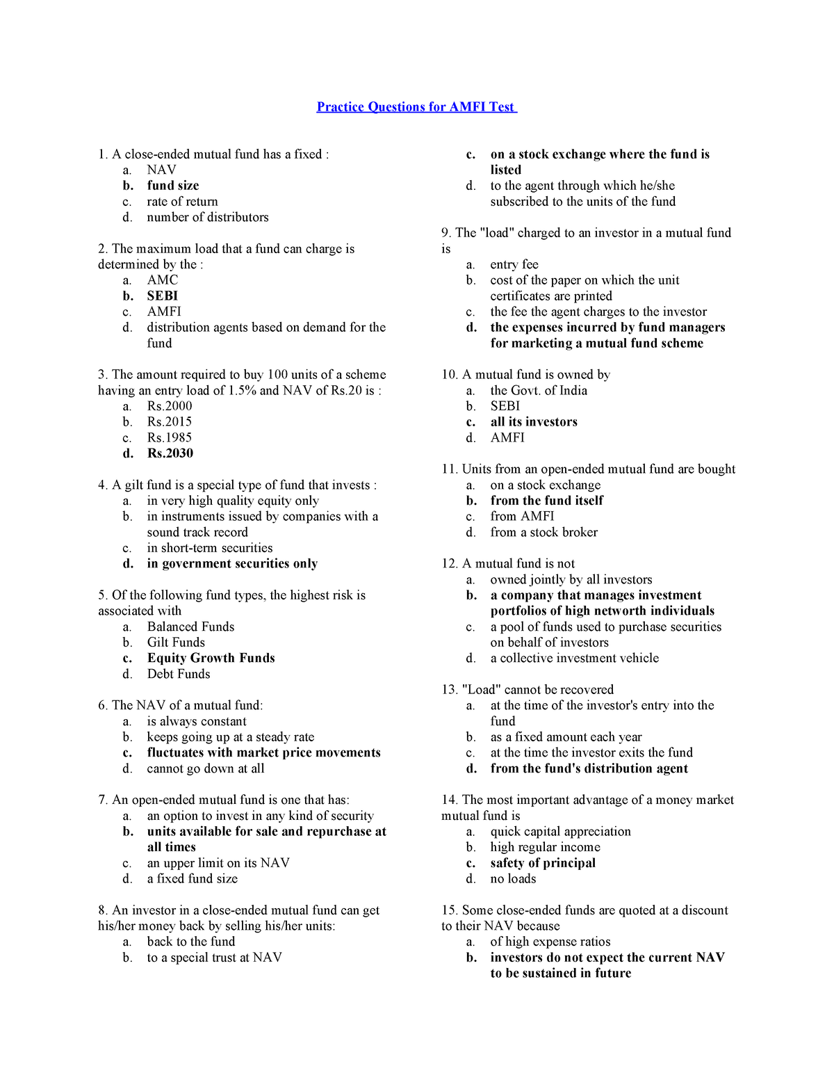 132398720 NISM V A Sample 500 Questions - Practice Questions For AMFI ...