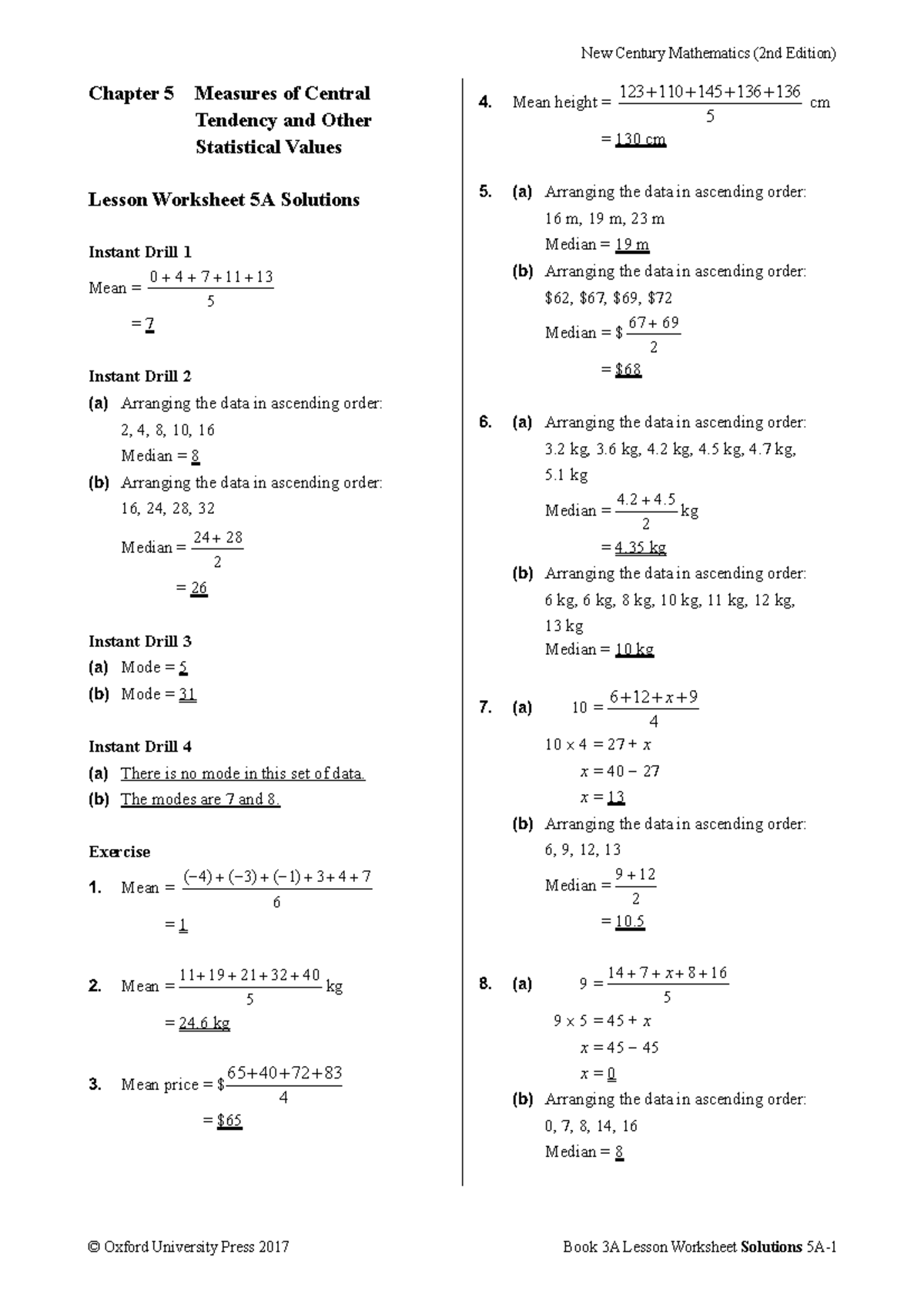 Lesson WS 3A05a sol - math - New Century Mathematics (2nd Edition ...