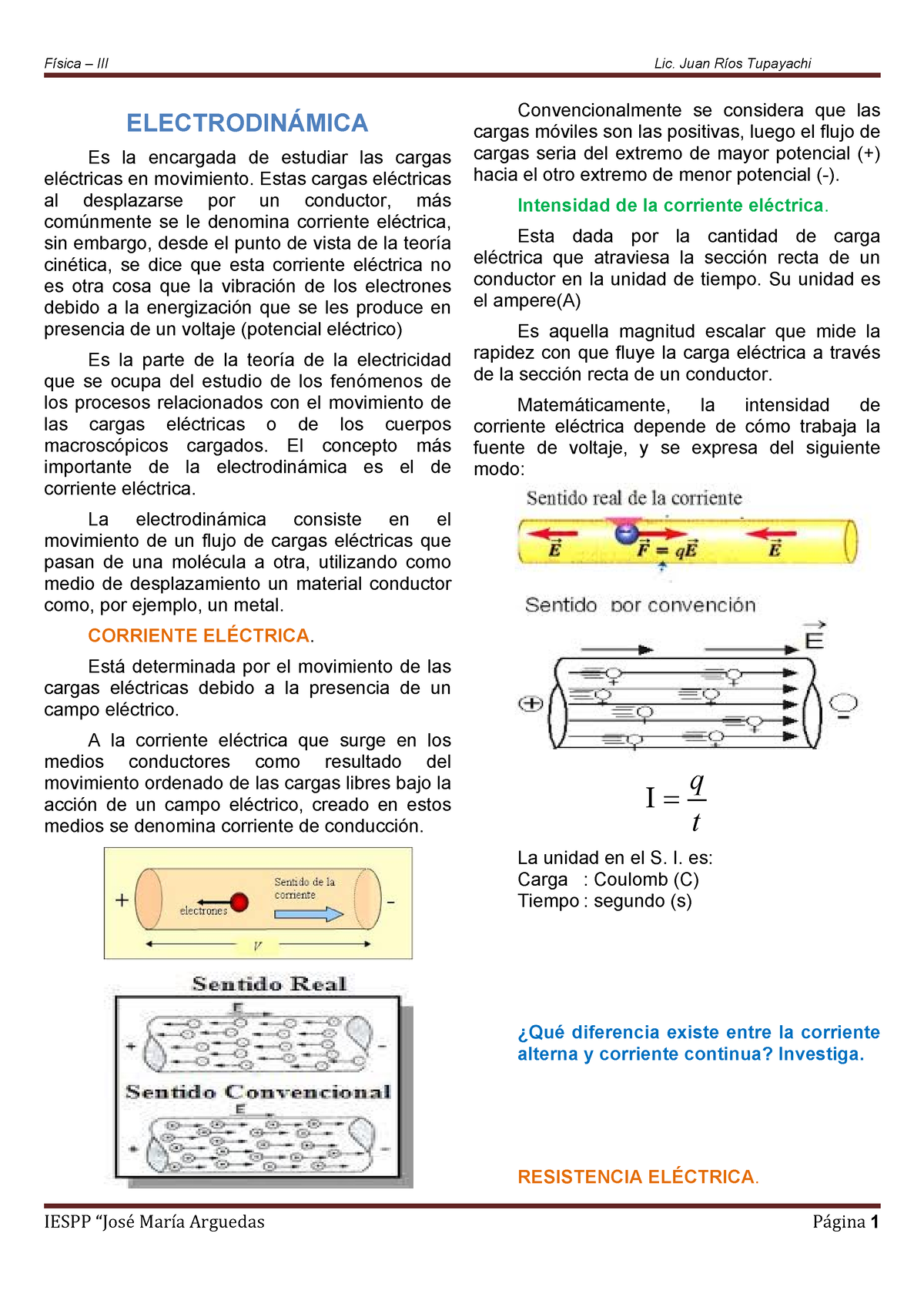 04. Electrodinamica - FISICA NIVEL UNIVERSITARIO - ELECTRODINÁMICA Es ...