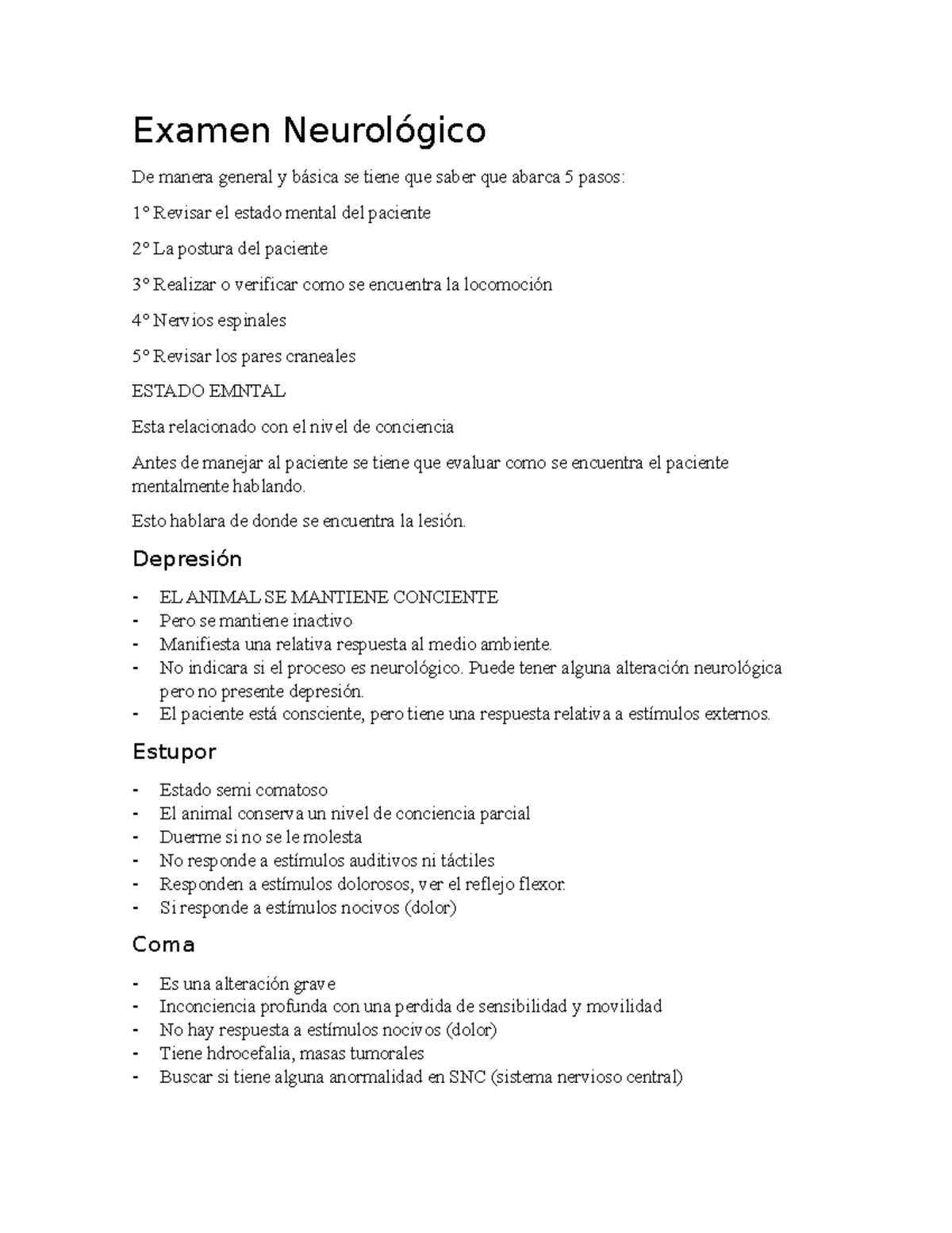 Examen Neurologico - Examen Neurológico De Manera General Y Básica Se ...