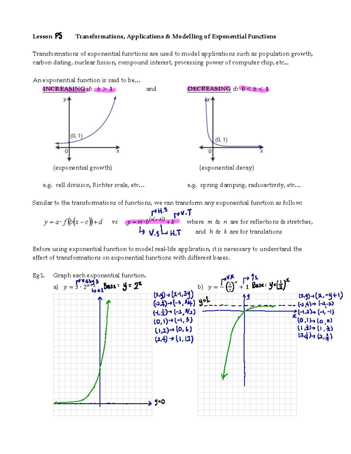 F5 Transformation Of Exponential Function - Lesson 2 Transformations ...