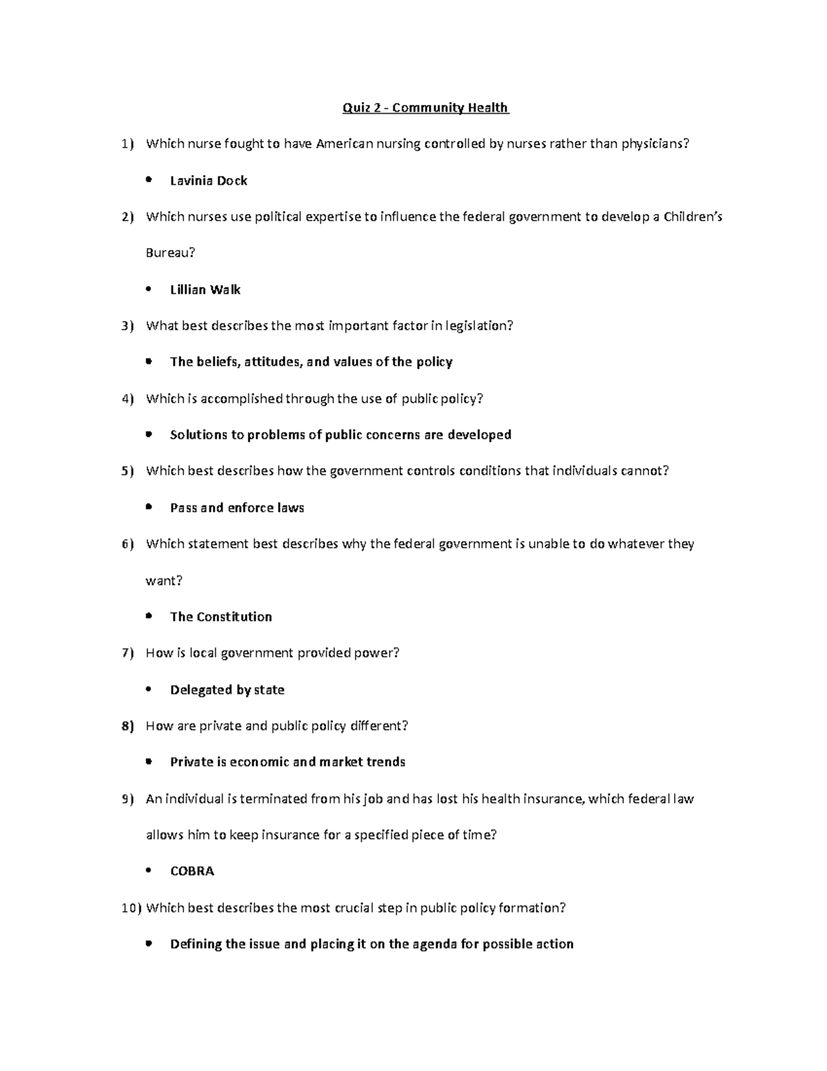 Quiz 2 - Quiz 2 Info - Quiz 2 - Community Health Which nurse fought to ...