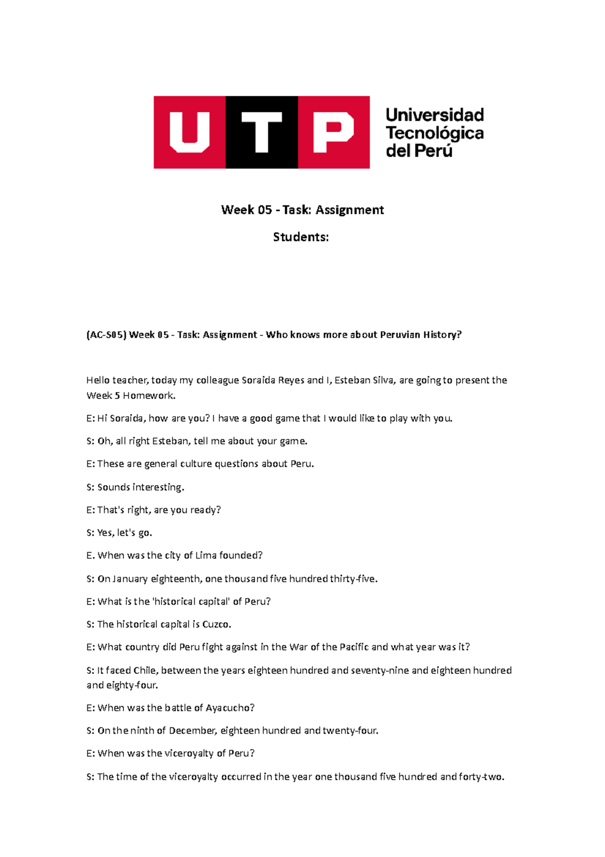 (AC-S05) Week 05 - Task Assignment - Who knows more about Peruvian ...