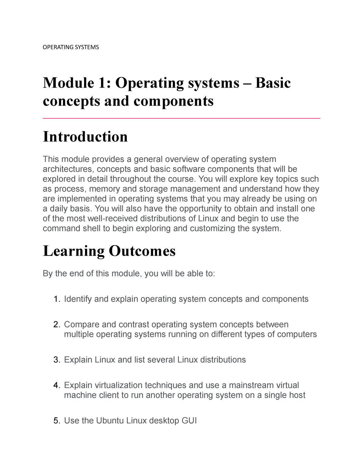 operating system course assignment