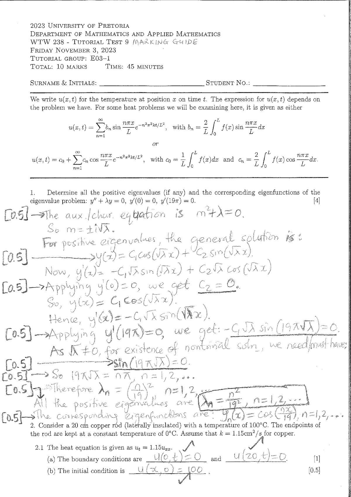 Tutorial test 9 Friday Dr Anabanti - WTW 164 - Studocu