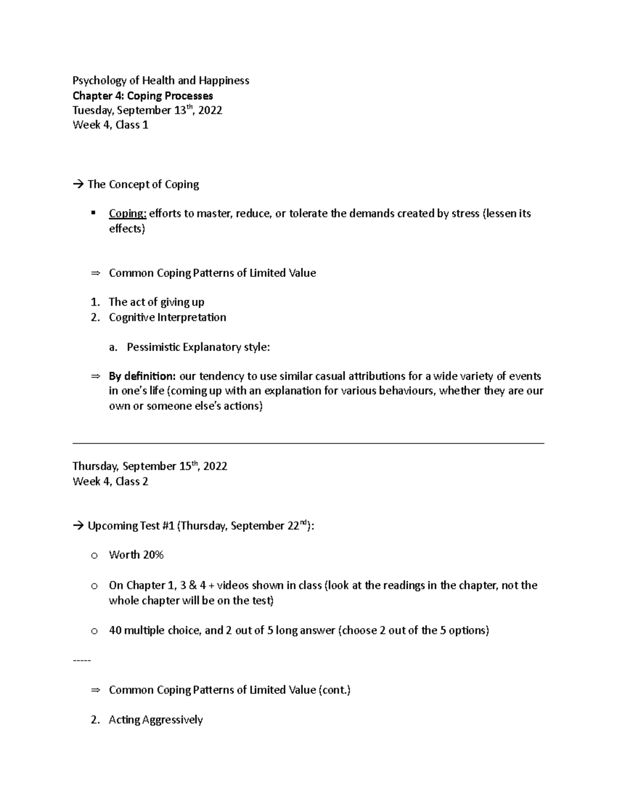 Psych of Health and Happiness - Chapter 4 - Coping Module - Psychology ...