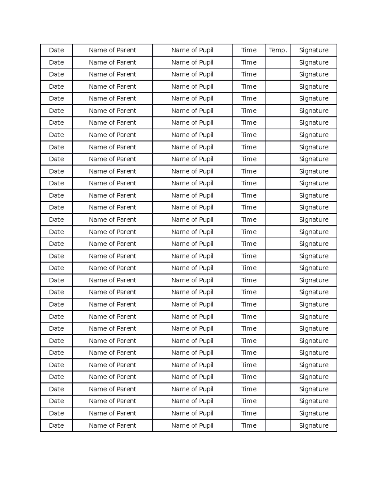 Logbook names - non - DateName of ParentName of PupilTimeTemp DateName ...