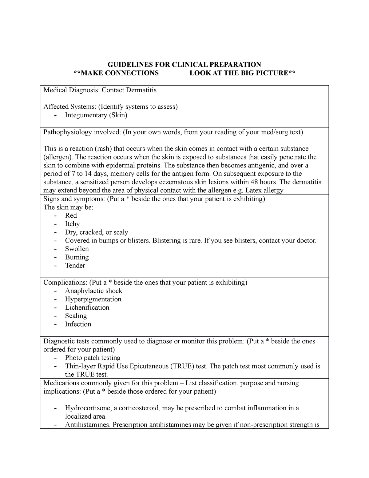 Guidelines for Contact Dermatitis - Copy - GUIDELINES FOR CLINICAL ...