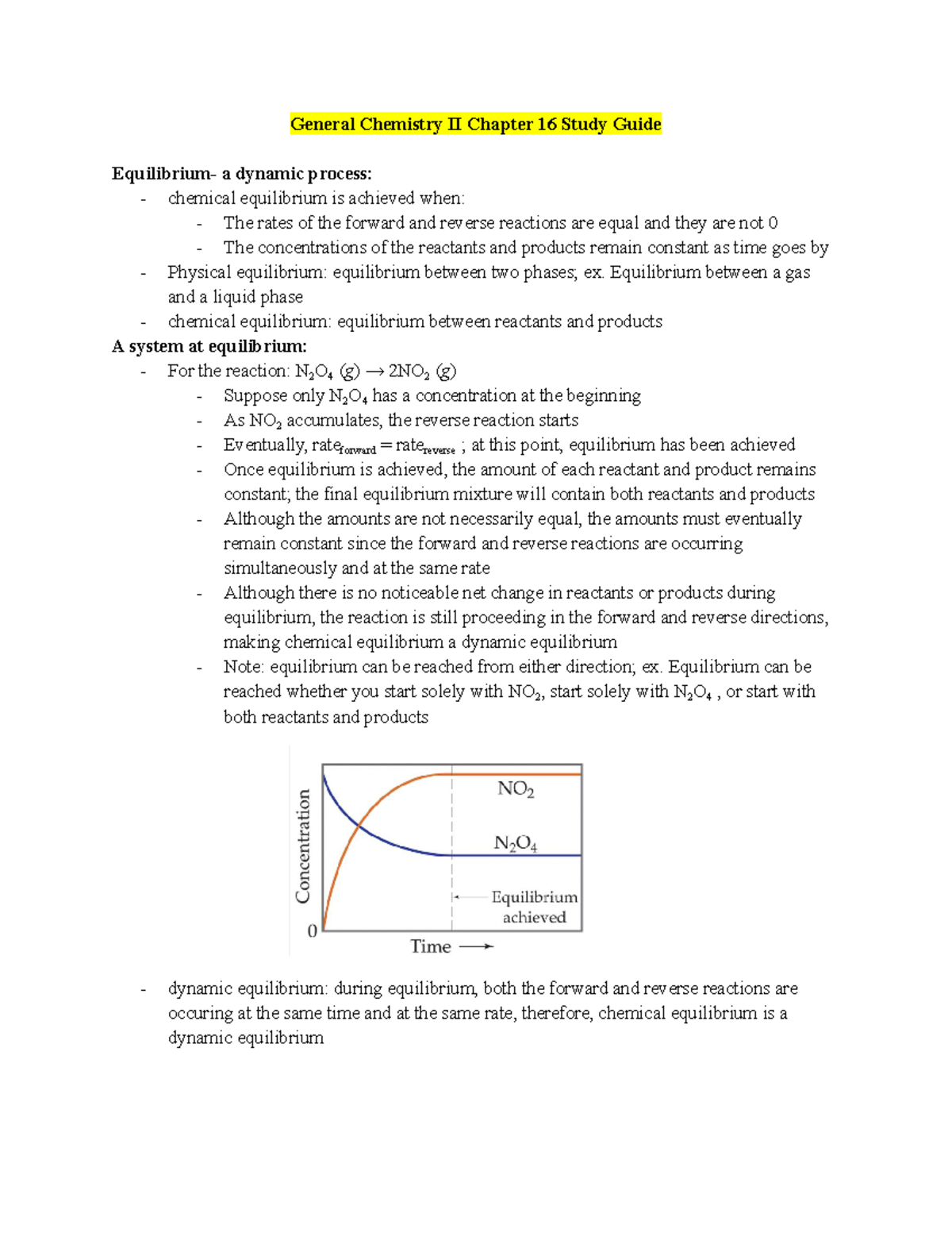 General Chemistry II Chapter 16 Study Guide Pt1 - General Chemistry II ...