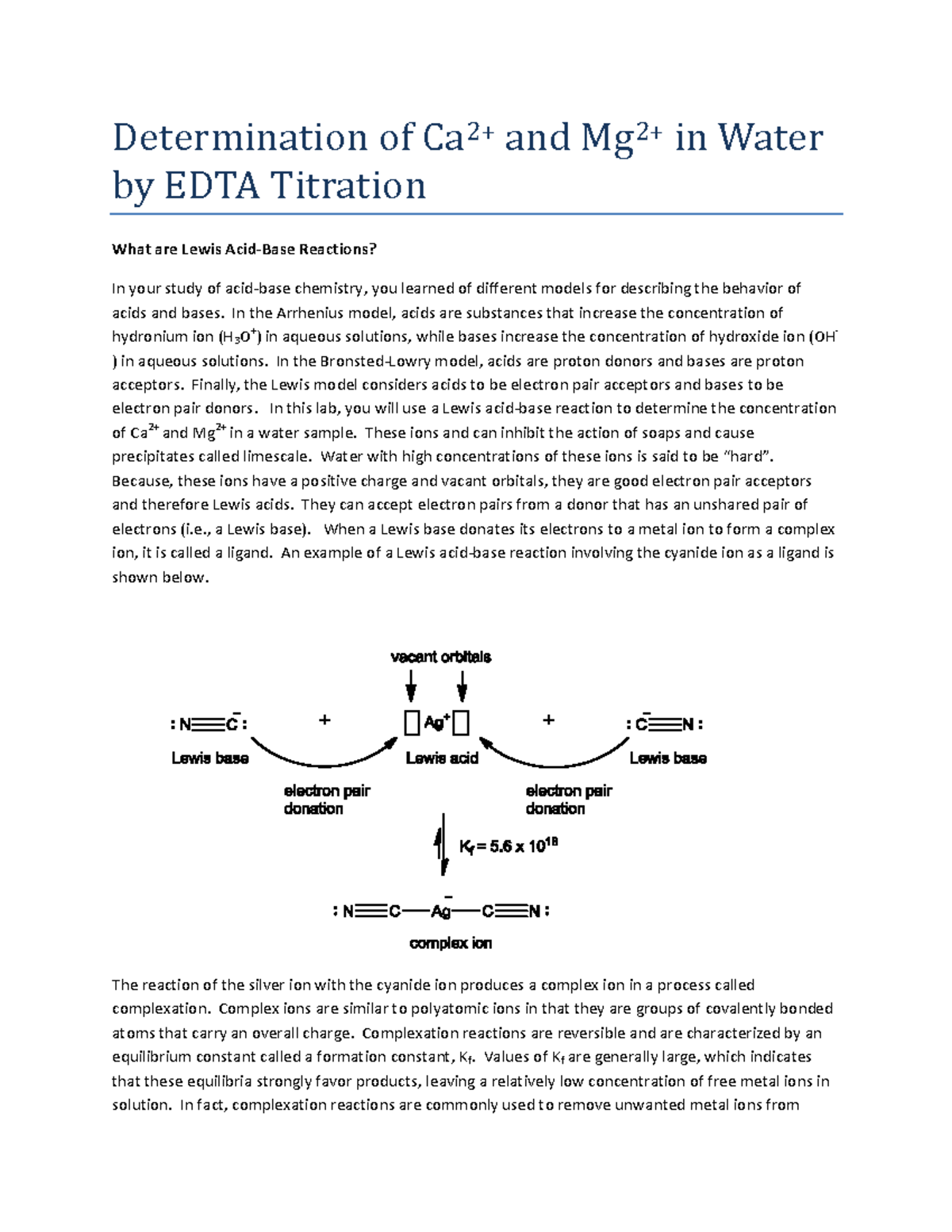 EDTA titration lab Lecture notes 7 Determination of Ca2+ and Mg2
