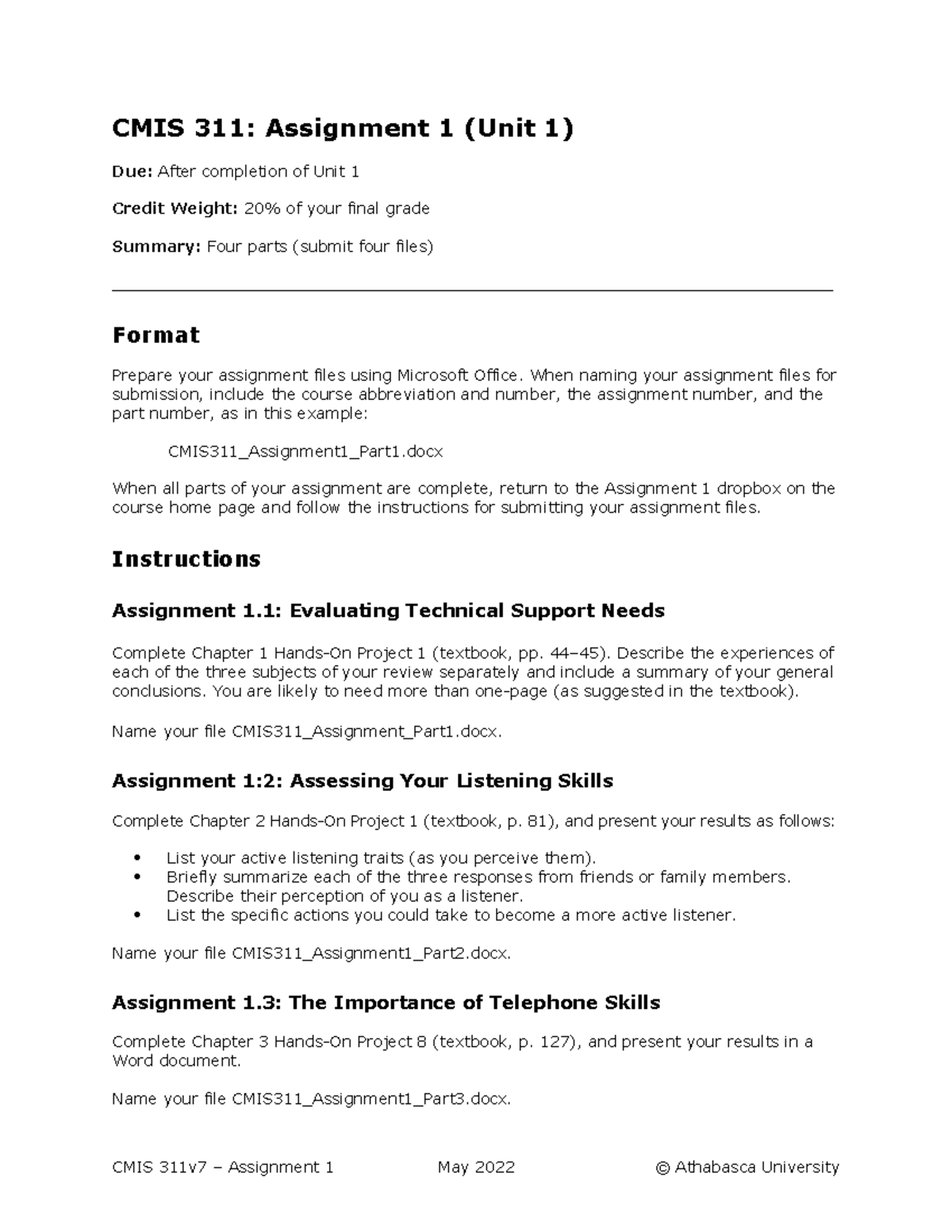 Romeooooooooo000000000000 - CMIS 311: Assignment 1 (Unit 1) Due: After ...