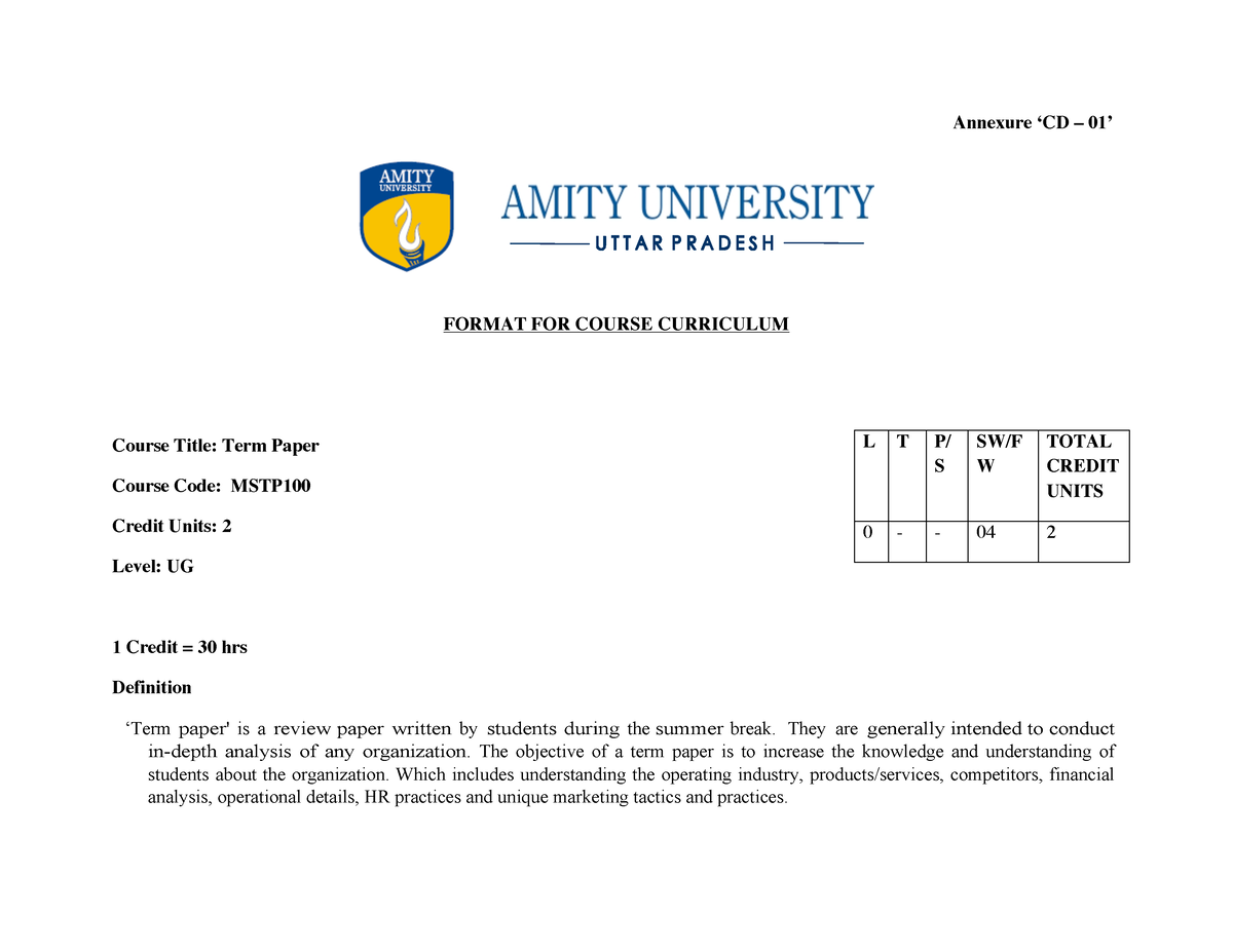 guidelines for term paper