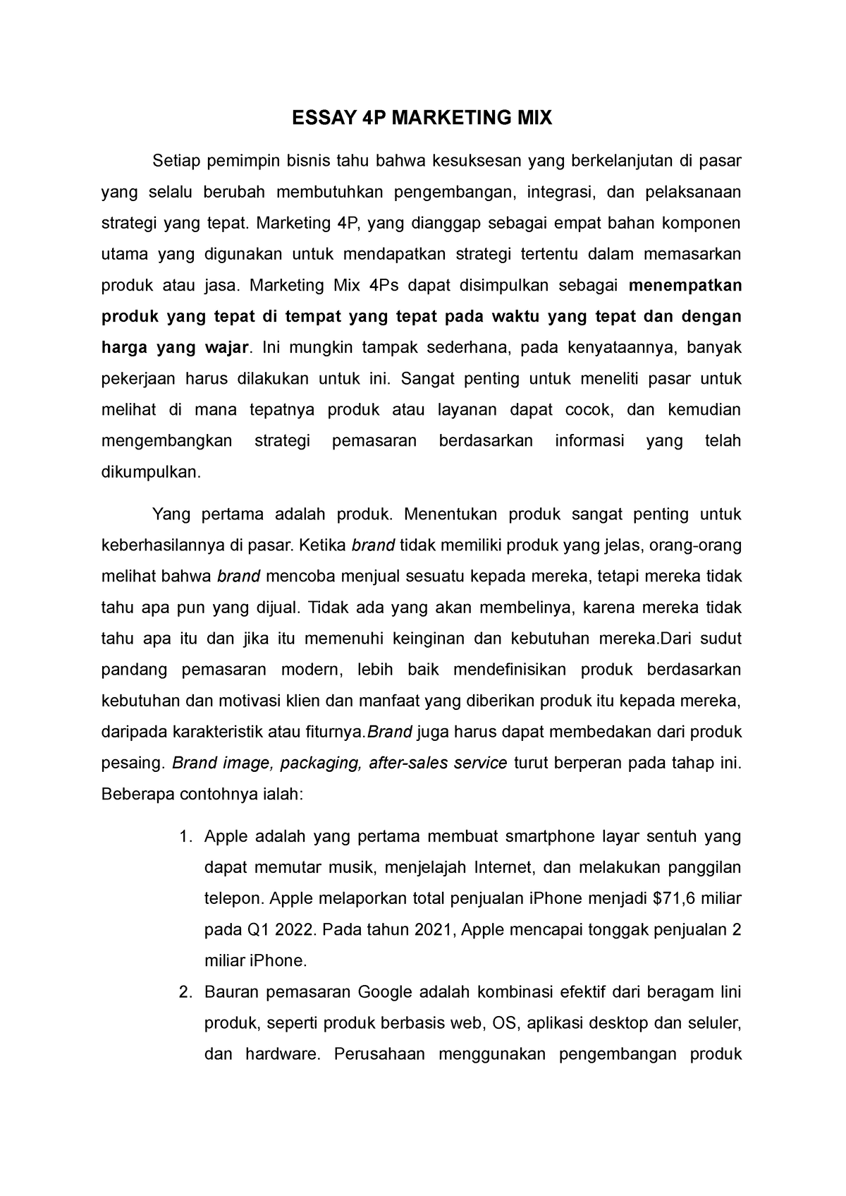 marketing mix essay pdf