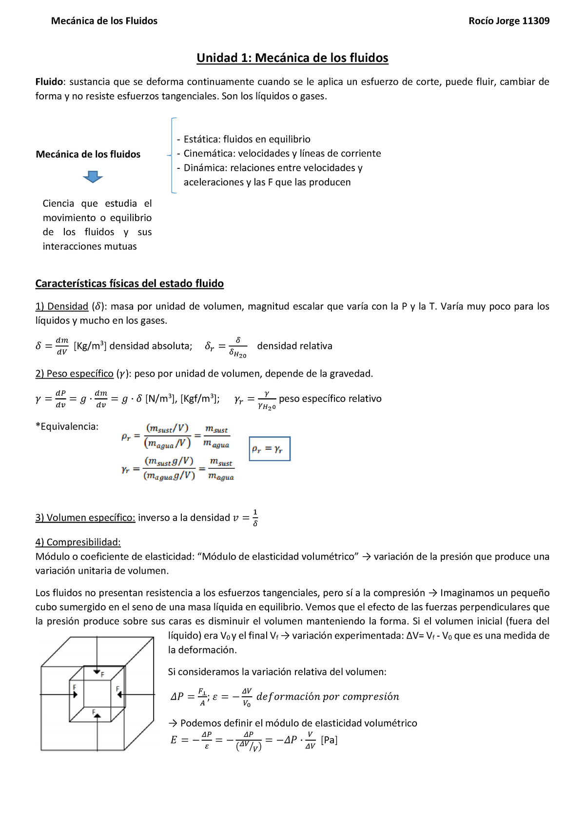 Resumen Mecánica De Los Fluidos - Unidad 1: Mec·nica De Los Fluidos ...