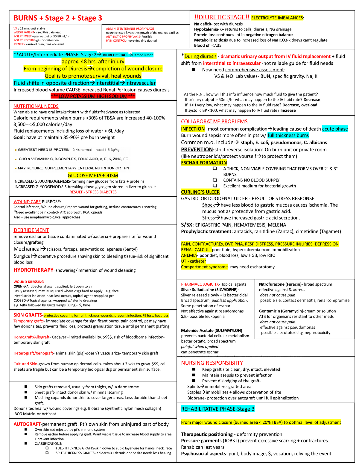 Studyguide - 2+ 3 burn study guide - SKIN GRAFTS- protective covering ...