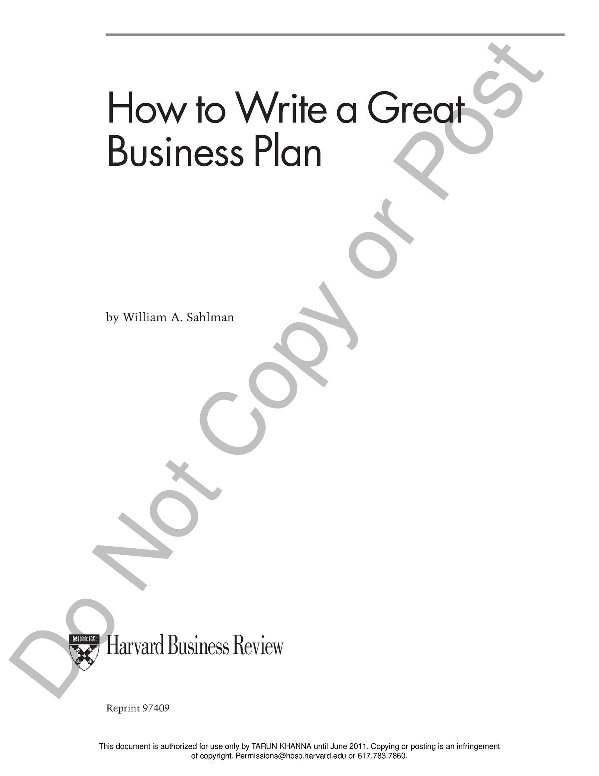 writing a business plan hbr