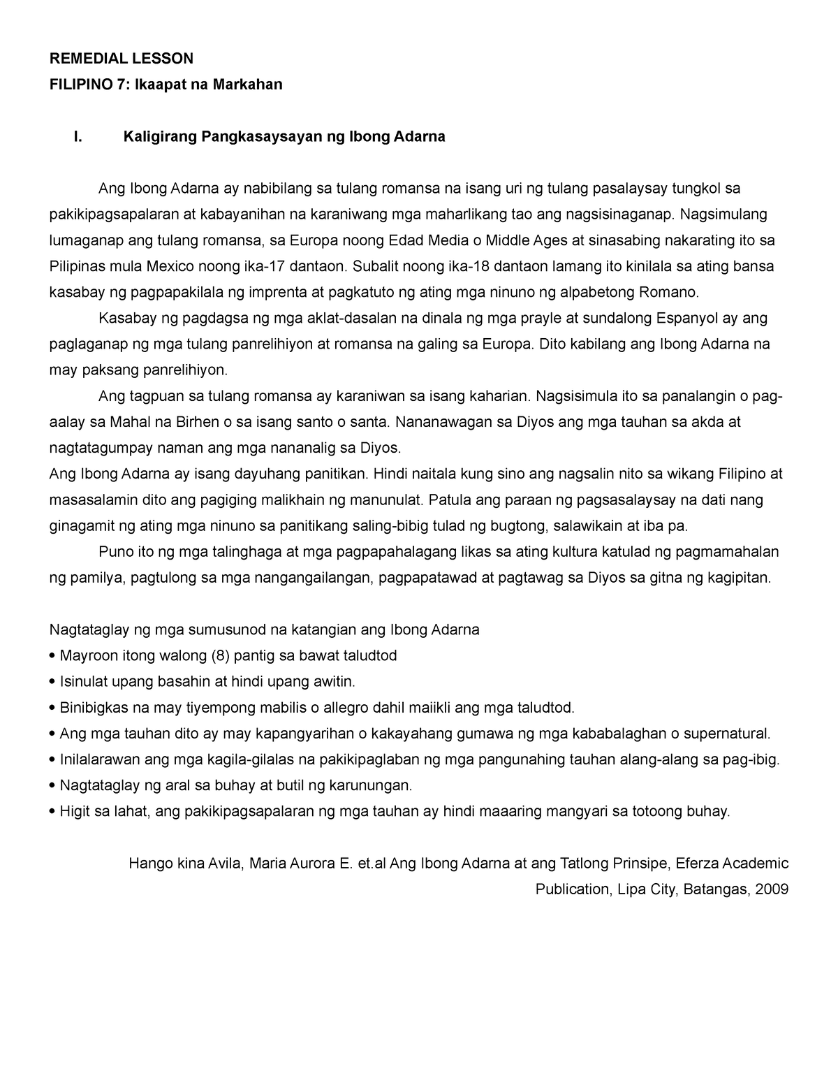 F2F L1 Filipino 7 - Ang Ibong Adarna Ay Nabibilang Sa Tulang Romansa Na ...